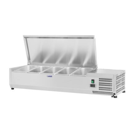 Saladette à poser table comptoir acier inoxydable 120 x 33 cm 5 bacs GN 1/4 14_0003283