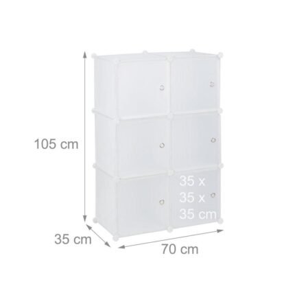 Armoire étagère système de rangement plastique avec 6 portes blanc 13_0002583_2
