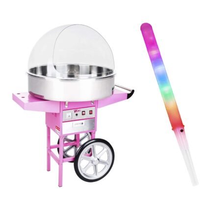 Kit machine barbe à papa avec bâtons (100 unités) - 72 cm - 1 200 W - Chariot - Coupole de protection 14_0004871