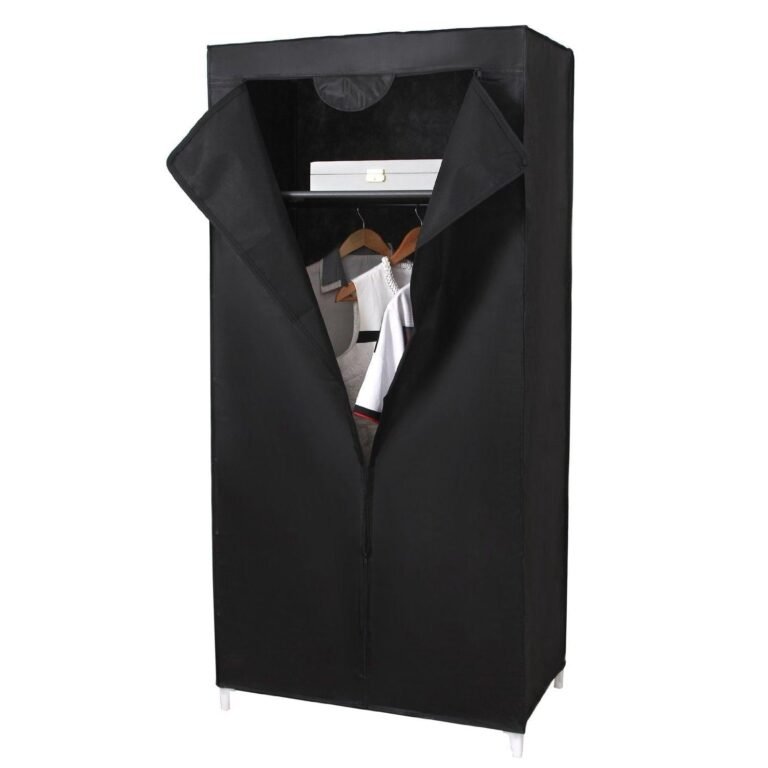 Armoires penderie tissu meuble de rangement noir 160 cm 2012030