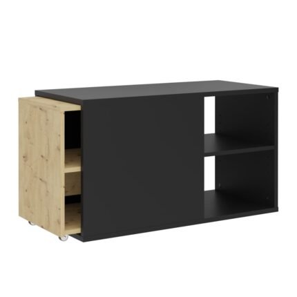 Meuble TV multimédia étagère télévision buffet téléviseur salle à manger salon chambre avec 2 compartiments ous 133,5 x 39,9 x 49,2 cm multicolore 02_0025426