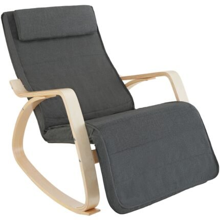 Fauteuil siège à bascule lounge confortable au design élégant ergonomique gris 08_0000247