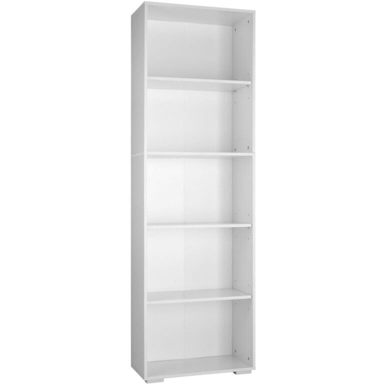 Bibliothèque étagère armoire meuble de rangement 5 niveaux 190 cm blanc 08_0000234