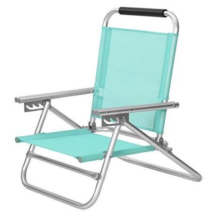 Chaise de plage portable siège d’extérieur pliable dossier réglable sur 4 positions avec accoudoirs tissu respirant et confortable charge 150 kg vert 12_0001660