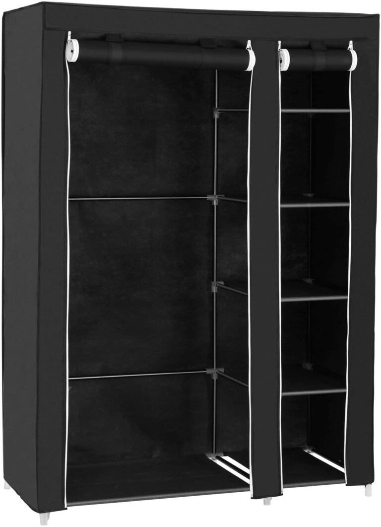 Armoire penderie pliable vêtements toile 175 cm noir 12_0000198