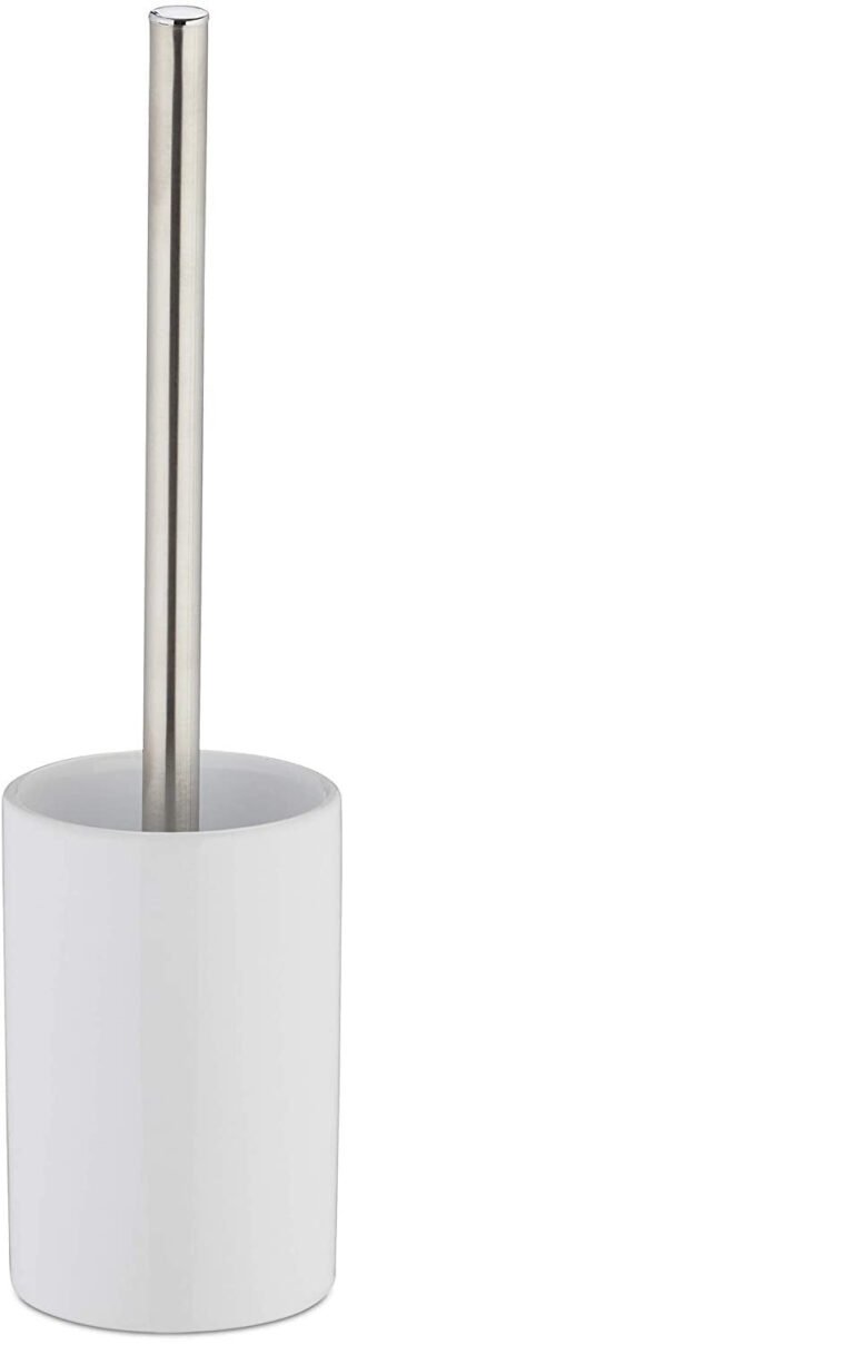 Porte brosse WC céramique avec brosse et tête changeable poignée en métal rond 36 cm blanc 13_0002144_2