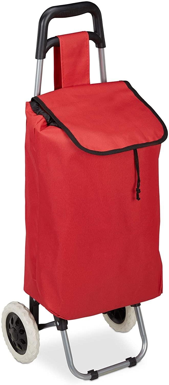 Chariot de courses pliable sac amovible 28 litres caddie pour achats roulettes rouge 13_0000707_2