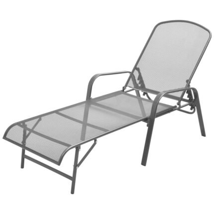 Transat chaise longue bain de soleil lit de jardin terrasse meuble d'extérieur acier anthracite 02_0012240