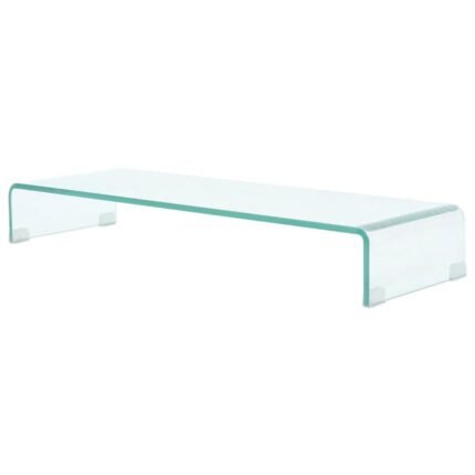 Meuble télé buffet tv télévision design pratique pour moniteur 90  cm verre transparent 2502254