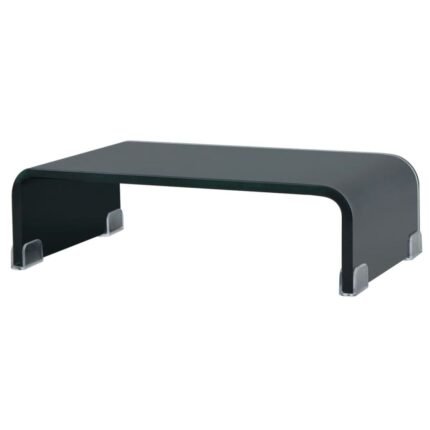 Meuble télé buffet tv télévision design pratique support pour moniteur 40 cm verre noir 2502228