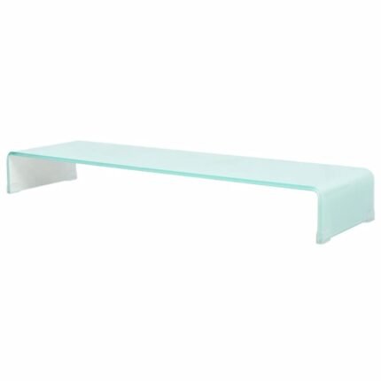 Meuble télé buffet tv télévision design pratique support pour moniteur 100 cm verre blanc 2502222