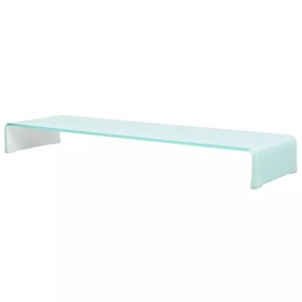 Meuble télé buffet tv télévision design pratique support pour moniteur 110 cm verre blanc 2502223