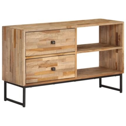 Meuble télé buffet tv télévision design pratique bois de teck recyclé 90 cm 2502032