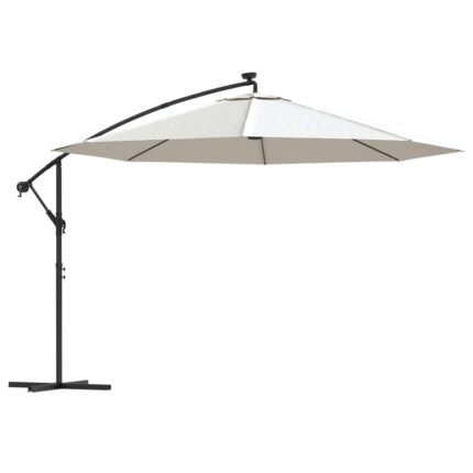 Parasol meuble de jardin en porte-à-feu x et poteau métallique 350 cm sable 02_0008654