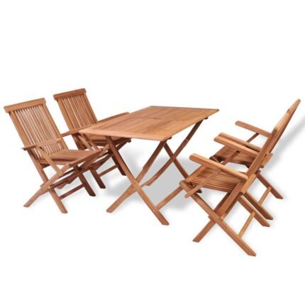 Mobilier à dîner de jardin 5 pièces bois de teck massif 02_0014770