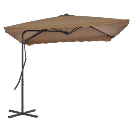 Parasol d'extérieur avec poteau en acier 250 x 250 cm taupe 02_0008273