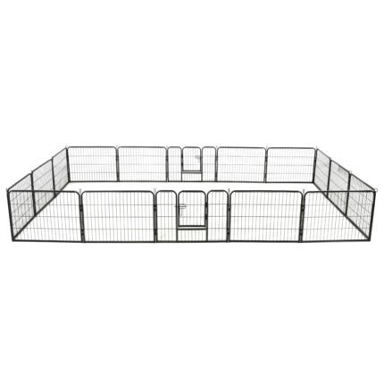 Parc pour chiens 16 panneaux acier 60 x 80 cm noir 02_0043653
