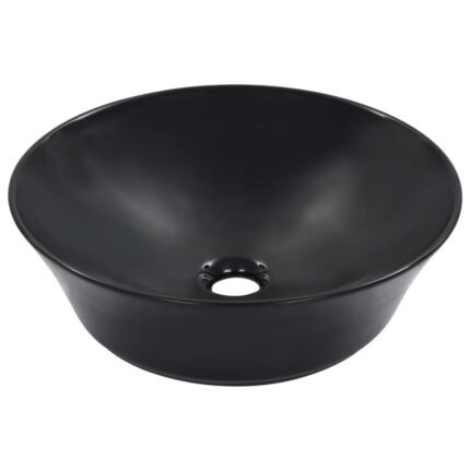 Lavabo lave-mains vasque à poser monter salle de bain intérieur salle d'eau cabine de toilette maison 41  x12,5 cm céramique noir 02_0002617