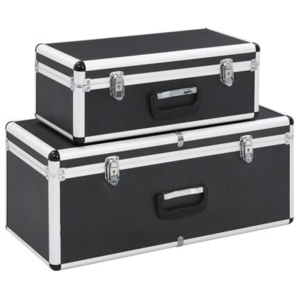 Boîtes de rangement 2 pièces aluminium noir 02_0003231