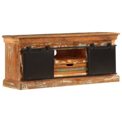 Meuble télé buffet tv télévision design pratique 110 cm bois de récupération massif 2502287