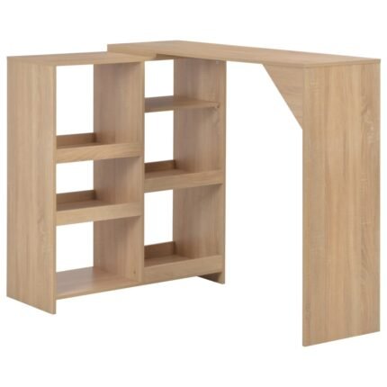 Table haute mange debout bar bistrot avec tablette amovible chêne beige  138 cm 0902048