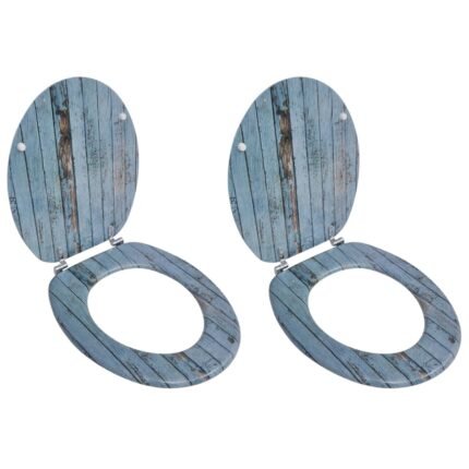 Lot de deux sièges abattants WC avec couvercles MDF Vieux bois 02_0002950