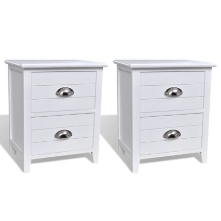 Lot de 2 tables de nuit chevet commode armoire meuble chambre avec 2 tiroirs blanc 1402121