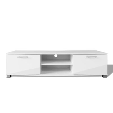 Meuble télé buffet tv télévision design pratique à haute brillance blanc 120  cm 2502039