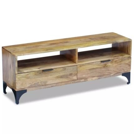 Meuble télé buffet tv télévision design pratique bois de manguier 120 cm 2502130