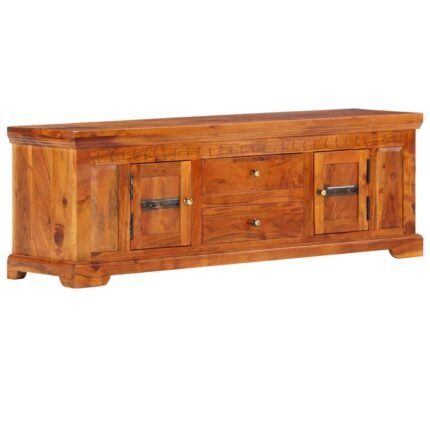 Meuble TV multimédia étagère télévision buffet téléviseur salle à manger salon chambre 119 x 30 x 40 cm bois d'acacia massif brun 02_0025804
