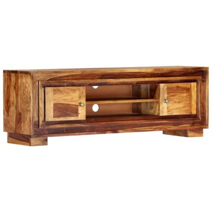 Meuble TV multimédia étagère télévision buffet téléviseur salle à manger salon chambre 118 x 30 x 40 cm bois de sesham massif brun 02_0025802