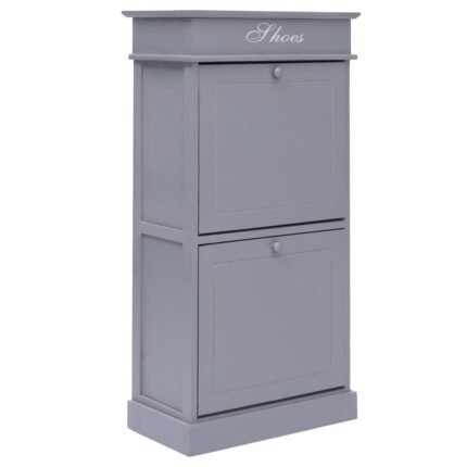 Armoire à chaussures range chaussures rangement meuble entrée couloir salon 50 x 28 x 98 cm bois de Paulownia gris 02_0021774
