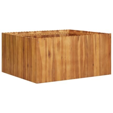 Jardinière lit surélevé plantes fleurs jardin 100 x 100 x 50 cm bois massif d'acacia 02_0000969