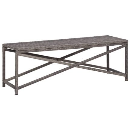 Banc de jardin meuble de patio d'extérieur terrasse 120 cm résine tressée gris 02_0011207