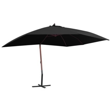 Parasol suspendu avec mât en bois 400 x 300 cm noir 02_0008714