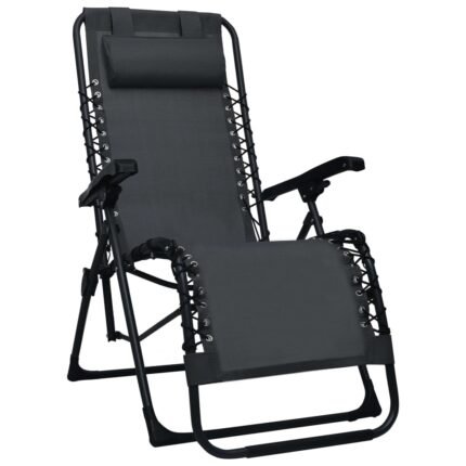 Chaise pliable de terrasse textilène noir 02_0011895