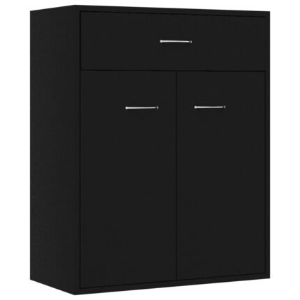 Buffet bahut commode armoire meuble de rangement organisateur cuisine salle de séjour salon 60 x 30 x 75 cm bois d'ingénierie noir 02_0035970
