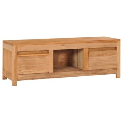 Meuble TV multimédia étagère télévision buffet téléviseur salle à manger salon chambre 100 x 30 x 35 cm bois de teck massif brun 02_0025435
