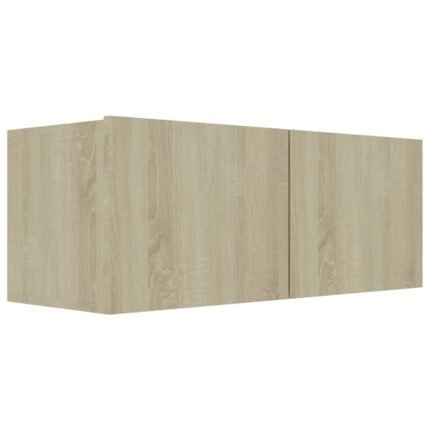 Meuble TV multimédia étagère télévision buffet téléviseur salle à manger salon chambre chêne sonoma 80 x 30 x 30 cm bois d’ingénierie brun 02_0027536