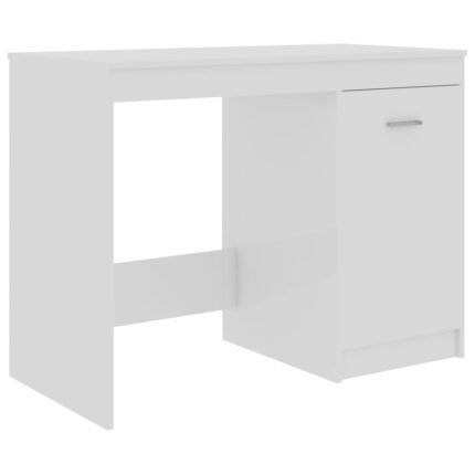 Bureau table poste de travail meuble d'ordinateur informatique étude brillant 100 x 50 x 76 cm bois d’ingénierie blanc 02_0023535