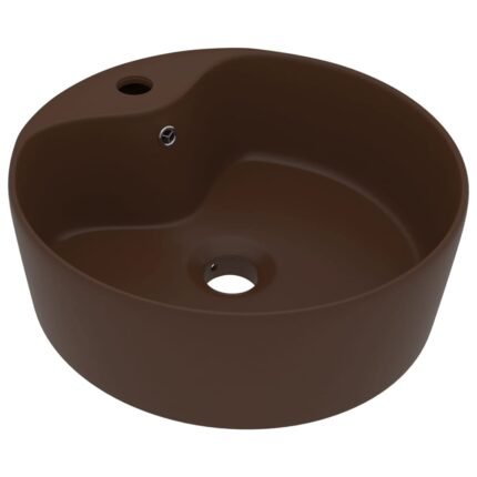 Lavabo avec trop-plein 36 x 13 cm marron foncé mat céramique 02_0002781