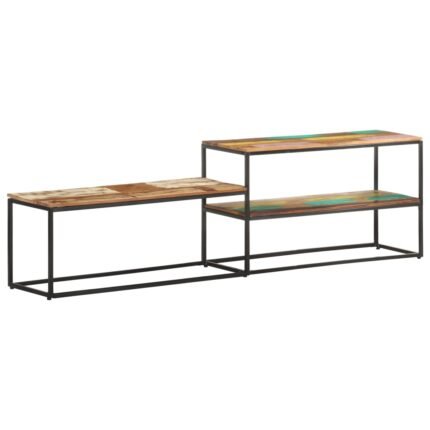 Meuble TV multimédia étagère télévision buffet téléviseur salle à manger salon chambre 180 x 30 x 50 cm bois de récupération massif brun 02_0026090