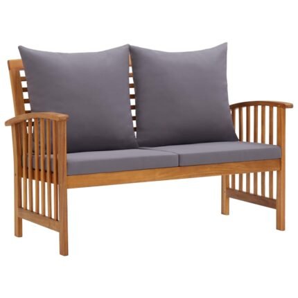 Banc de jardin meuble de patio d'extérieur terrasse avec coussins 119 x 67 x 83 cm bois solide d'acacia 02_0011588