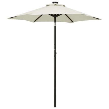 Parasol avec lumières led 200 x 211 cm aluminium beige 02_0008093
