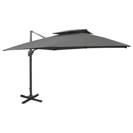 Parasol déporté à double toit 300 x 300 cm anthracite 02_0008556