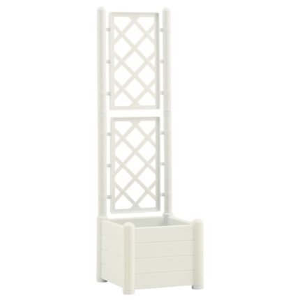 Jardinière avec treillis 43 x 43 x 142 cm PP blanc 02_0000813