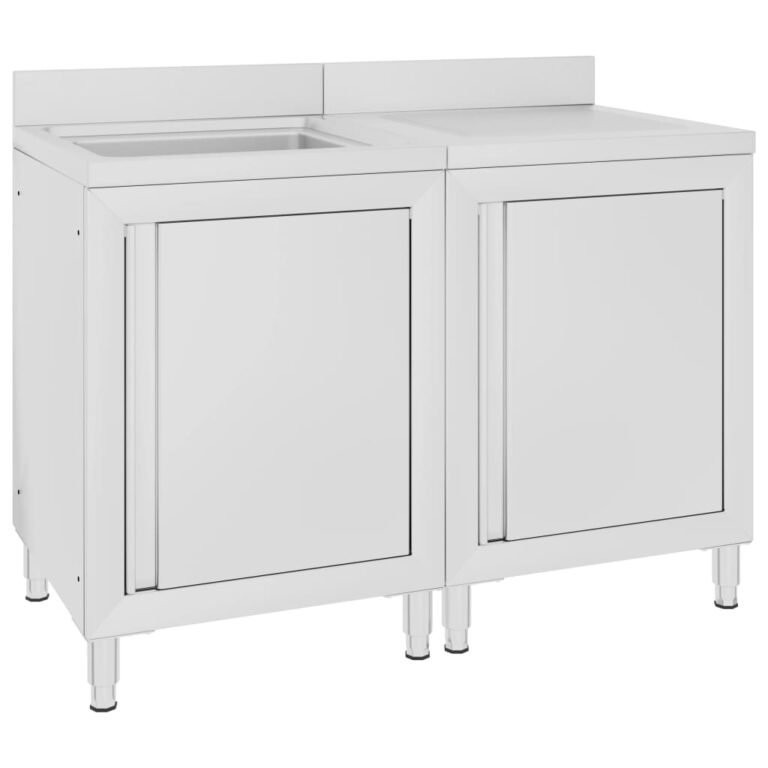 Évier de cuisine commercial acier 120 x 60 x 96 cm inoxydable 02_0000724