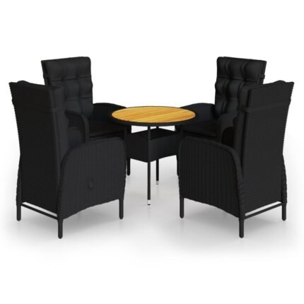 Mobilier de bistro de jardin 5 pièces résine tressée noir 02_0014550