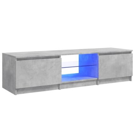 Meuble TV multimédia étagère télévision buffet téléviseur salle à manger salon chambre avec lumières LED 140 x 40 x 35,5 cm gris 02_0026534