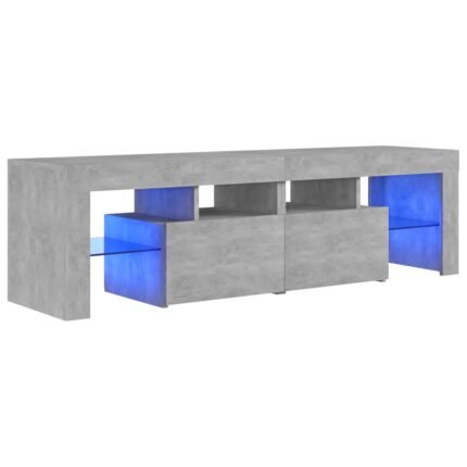 Meuble TV multimédia étagère télévision buffet téléviseur salle à manger salon chambre avec lumières LED 140 x 36,5 x 40 cm gris 02_0026531